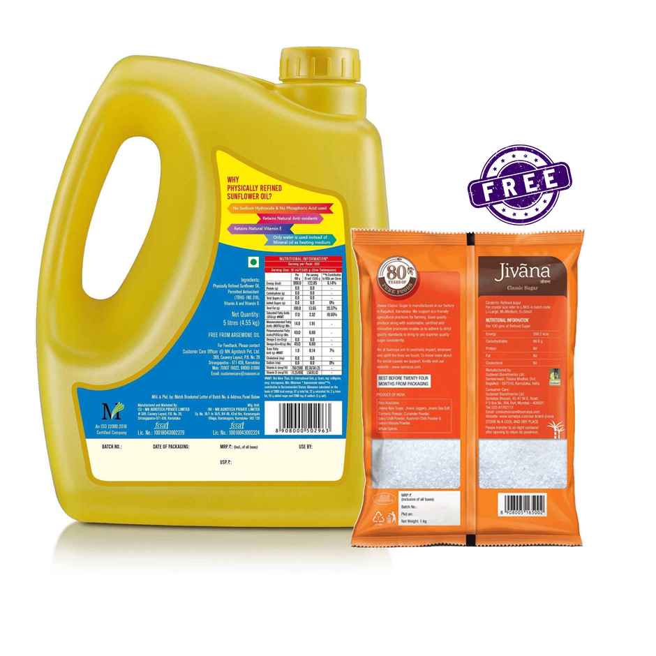 Sunpure Sunflower Cooking Oil Hdpe Can with Free Jivana Sugar