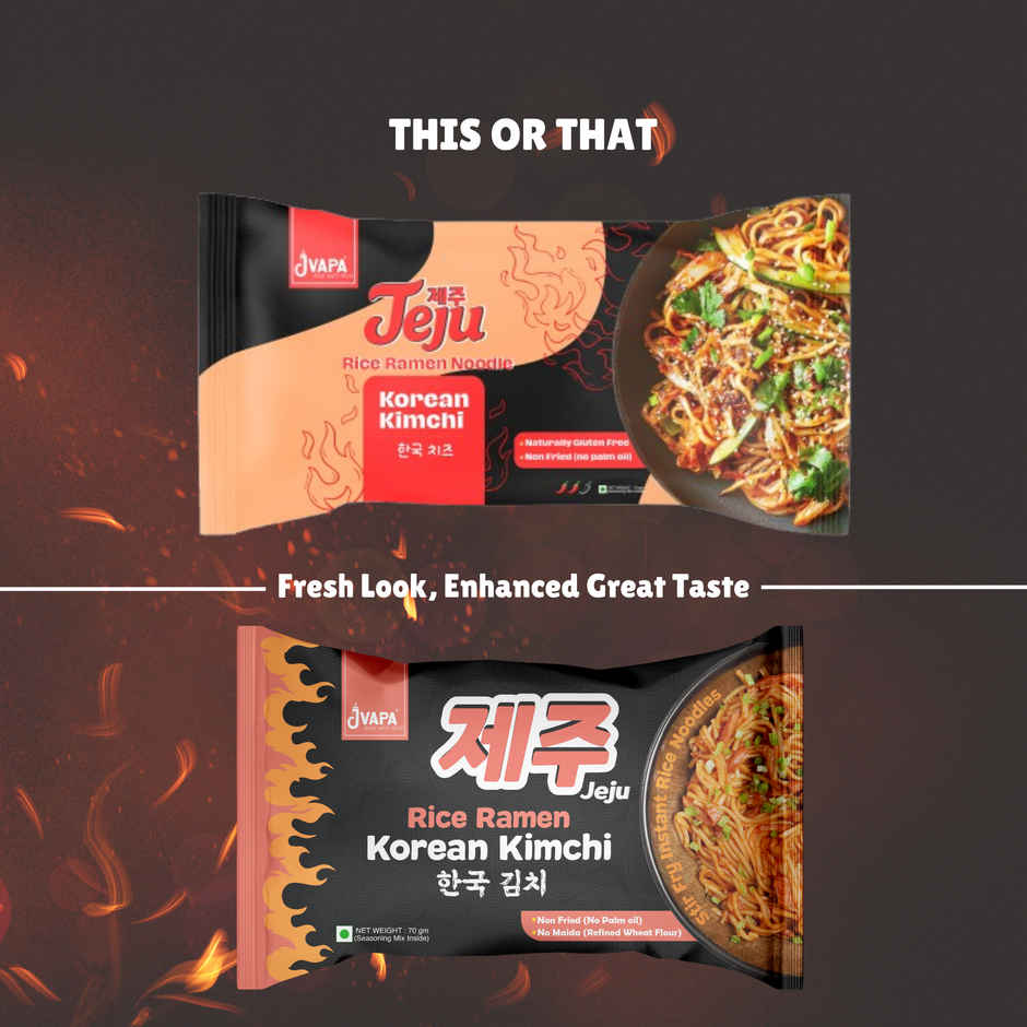 Jvapa Jeju Rice Ramen - Super Spicy Korean Kimchi | Naturally Gluten Free | No Maida & Non Fried