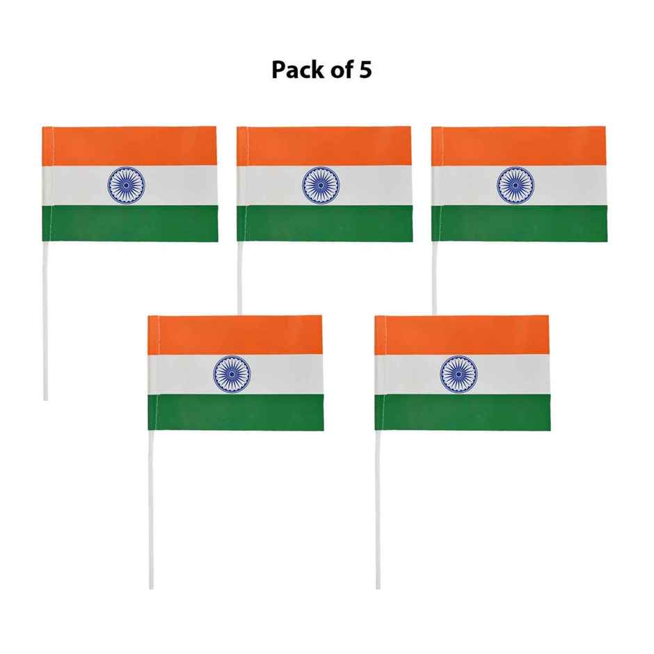 Indian National Paper Flag | Pack of 5 | Handheld Flags | Picfest
