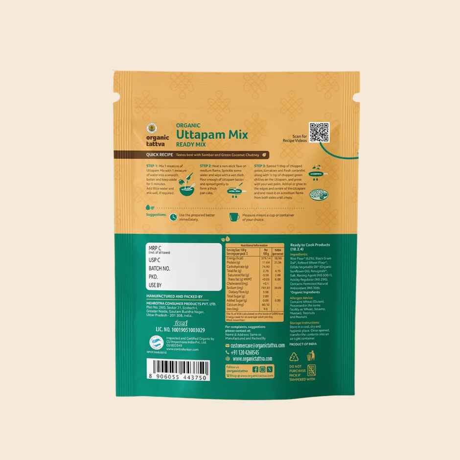 Organic Tattva Uttapam Ready Mix