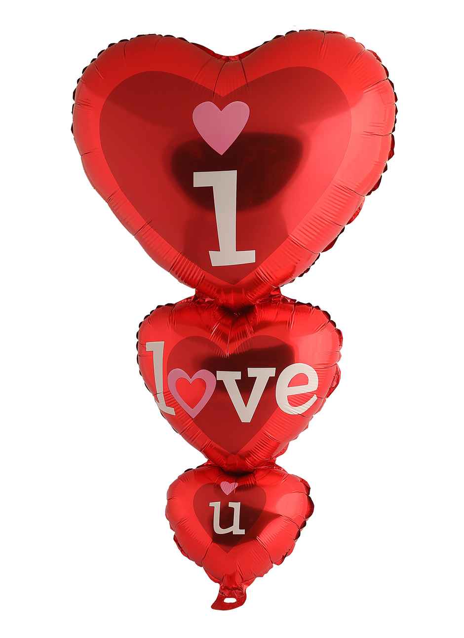 Foil Balloons Combo | 1 x I Love U Foil Balloon & 4 x Heart shaped Foil Balloons | Assorted | Se7en
