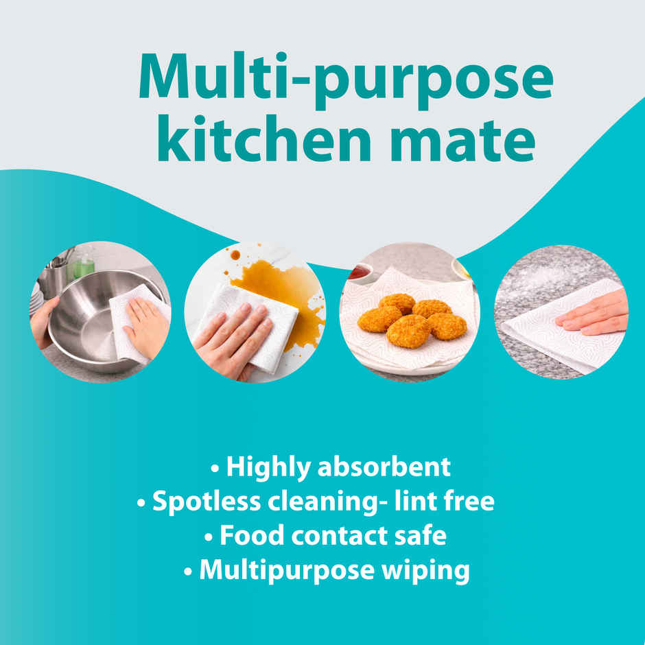 Origami 4 in 1 Kitchen Tissue Roll | 2 ply | 60 Pulls Per Roll | Pack of 4