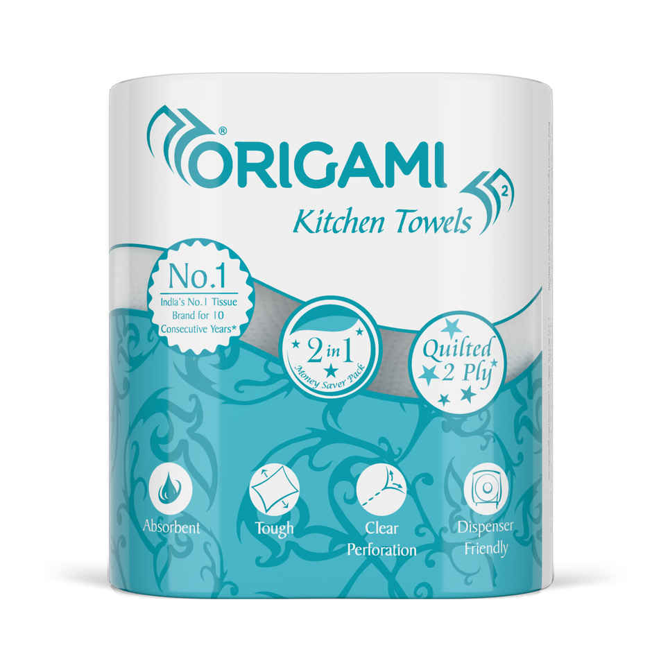 Origami 2Ply 2 in 1 Kitchen Tissue Roll | 60 Pulls Per Roll