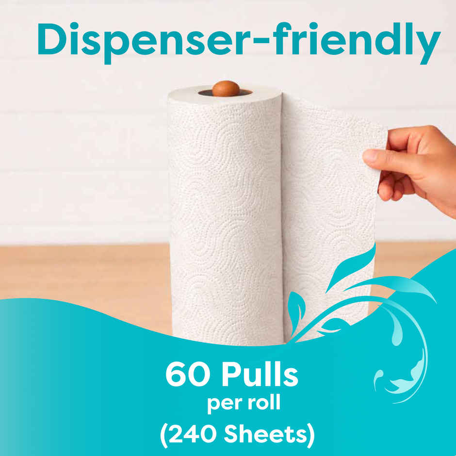 Origami 4 in 1 Kitchen Tissue Roll | 2 ply | 60 Pulls Per Roll | Pack of 4
