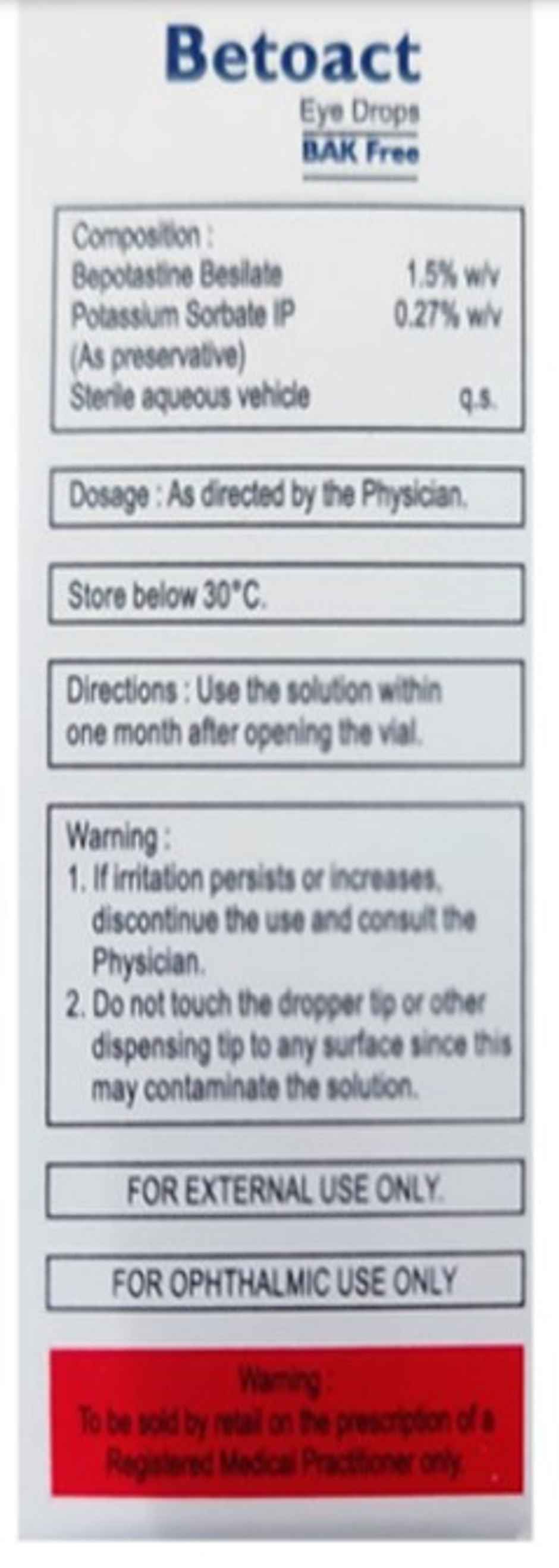 Betoact BAK Free Eye Drop