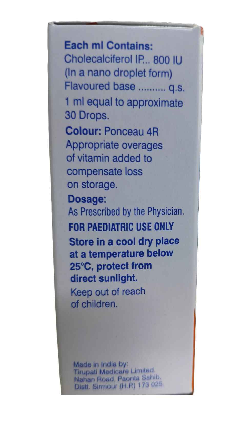 Bluvit-D3 800IU/ml Vitamin D3 Drop