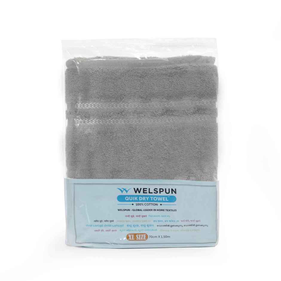 Welspun 100% Cotton Quik Dry Grey Bath Towel For Men And Women