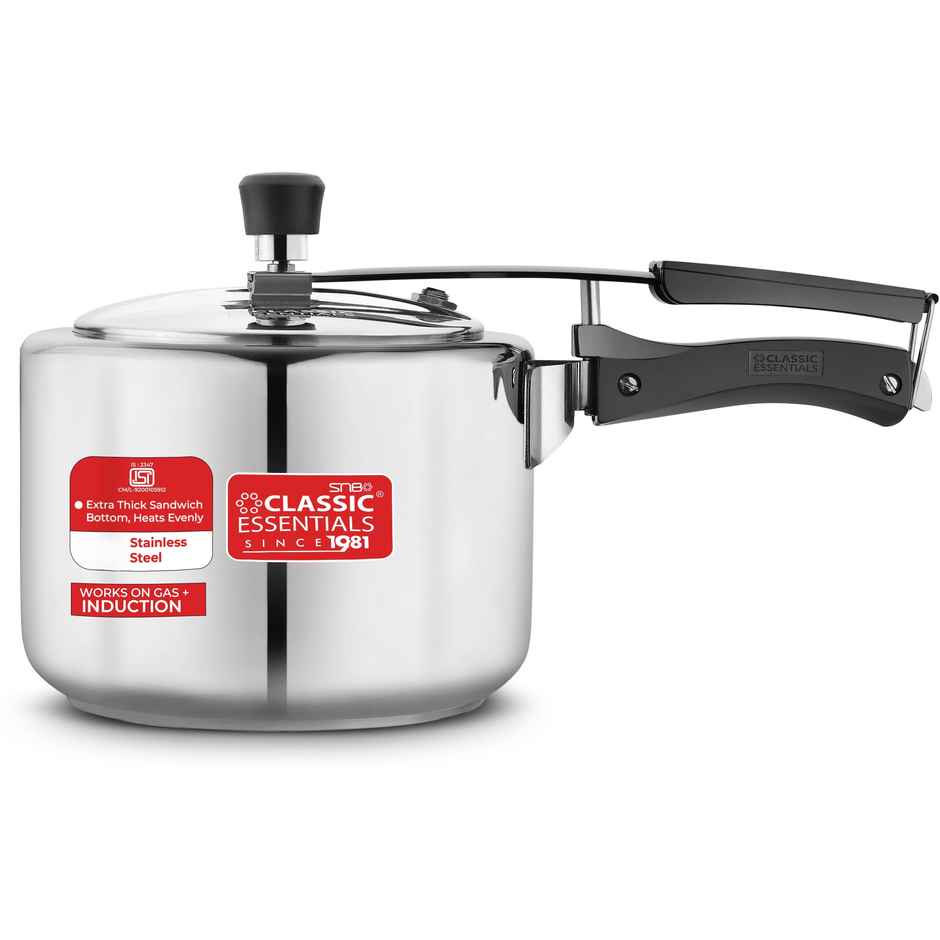 Classic Essentials Prochef Isi Certified 5l Inner Lid Induction Bottom Steel Pressure Cooker