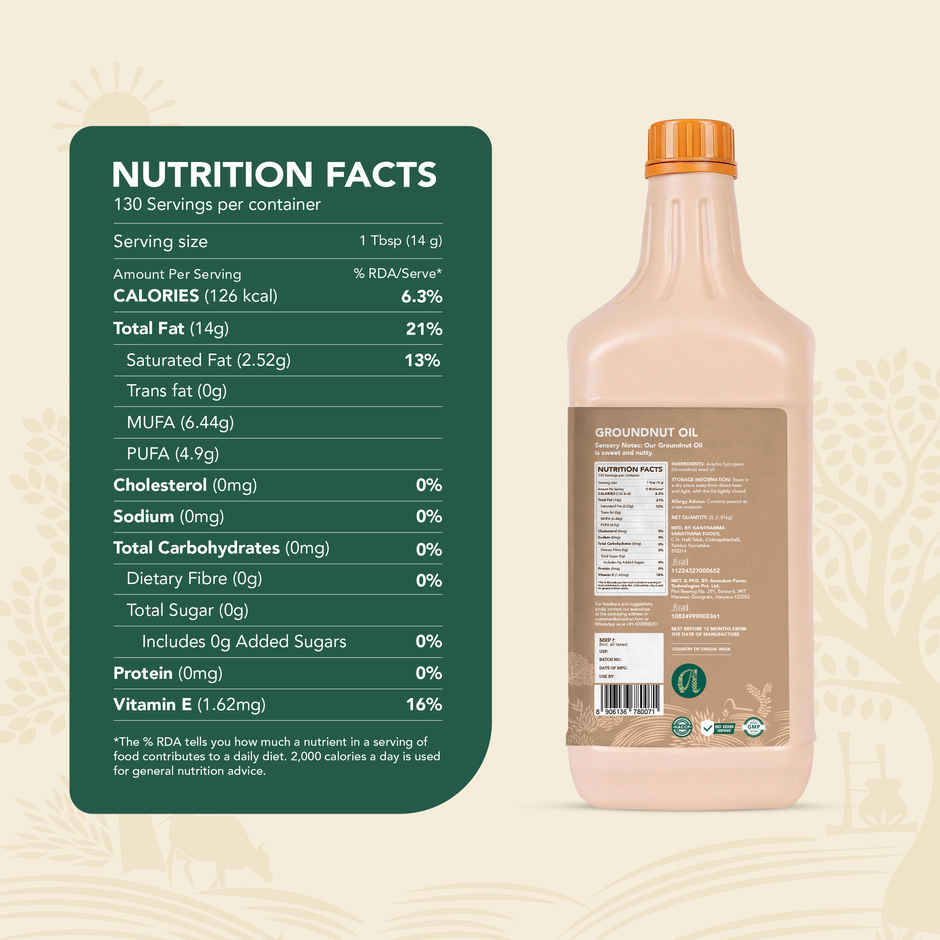 Anveshan Wood Cold Pressed Groundnut Oil - HDPE Can | Rich Aroma and Cholesterol Free
