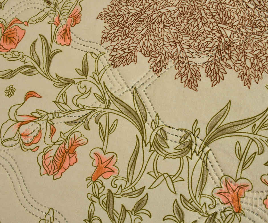 Furnofy Ultrasonic Comforter King Size Lightweight | Microfiber | Beige Floral - 80 x 90 in