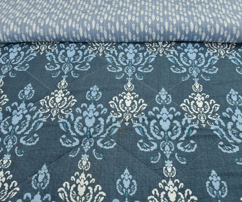 Furnofy Premium Comforter Single Bed Light Weight Quilt | 200 GSM | Blue & White - 60 x 86 in