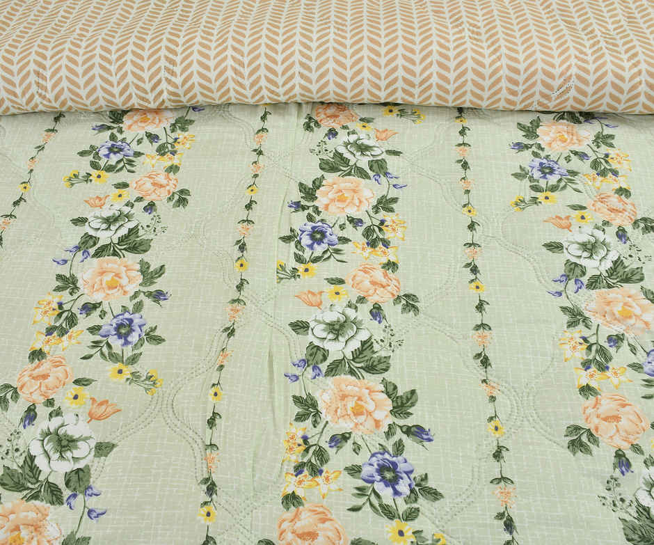 Furnofy Ultrasonic Comforter King Size Light Weight | Microfibre | Tea Green - 80 x 90 in