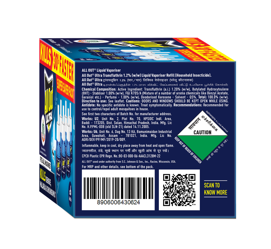 All Out Ultra | 6 Refills | Mosquito Repellent