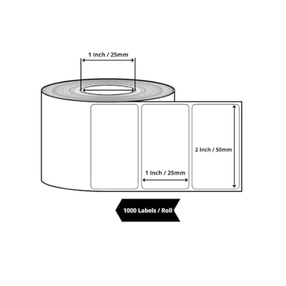 ABK Direct Thermal Barcode Label Sticker 50mm x 25mm - (2"X1") Inch - 1 Roll-1000 label