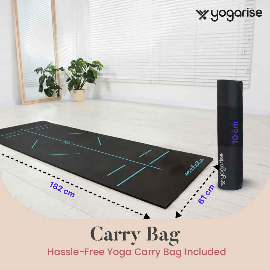 Yogarise 8mm BalanceYogi TPE Yogamat with Bag, Black