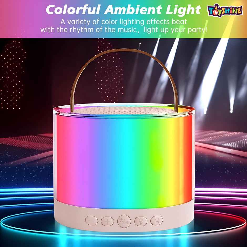 Toyshine Oval Bluetooth Speaker With Lights & Karaoke Microphones - Ages 4+