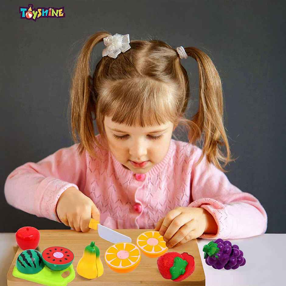 Toyshine Realistic Sliceable 7 Pcs Fruits Cutting Play Toy Set - Assorted Colour & Design