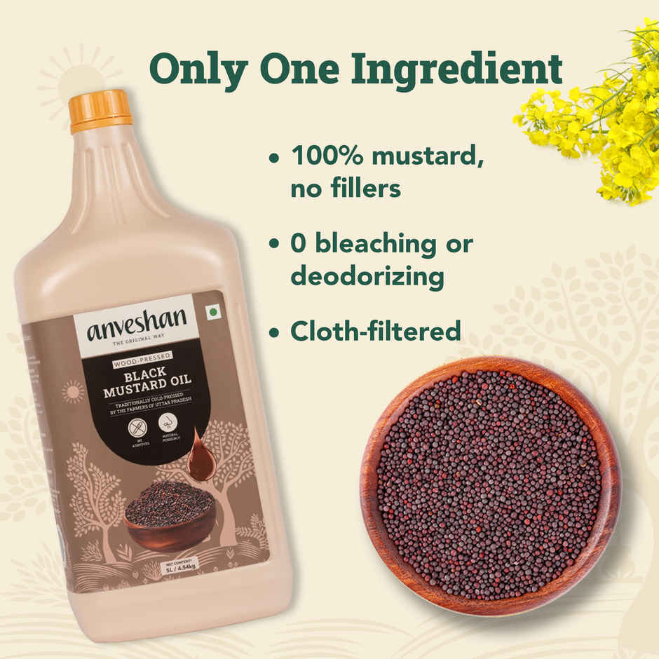 Anveshan Black Mustard (Sarson) Wood Cold Pressed Oil