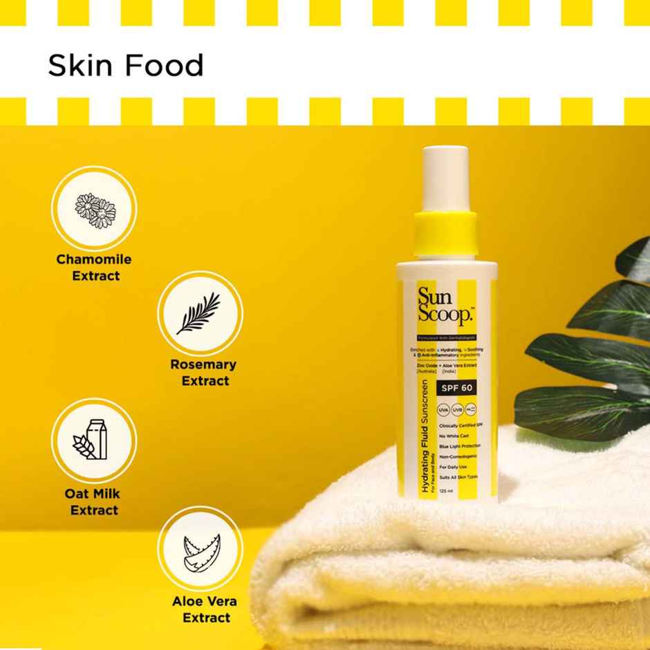 Sunscoop Hydrating Fluid Sunscreen SPF 60 PA++++ UV Filter Zinc Oxide No White Cast