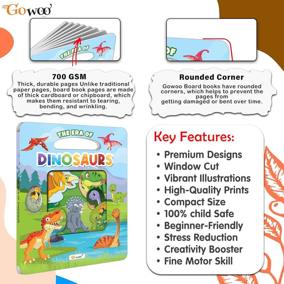 The Era of Dinosaur Window Cut Board Book - Children's Picture Book | Kids Educational Board Book