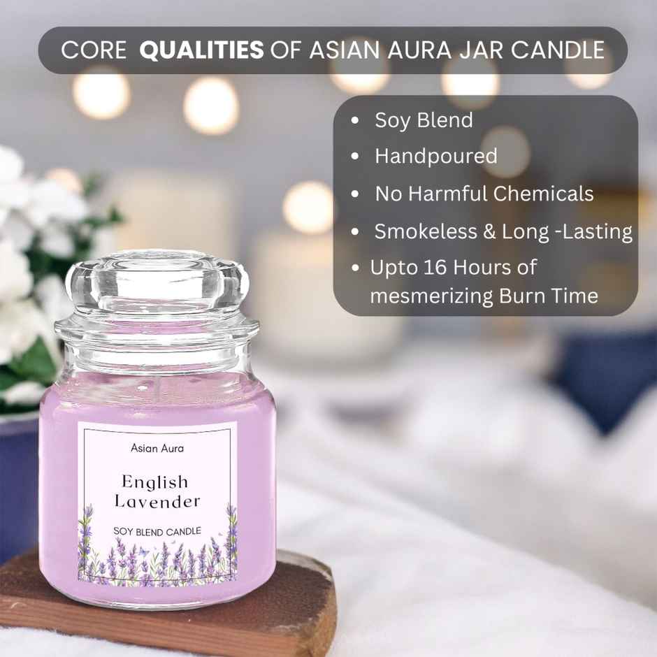Scented Jar Candle | English Lavender | Fragranced 70G Wax | Asian Aura