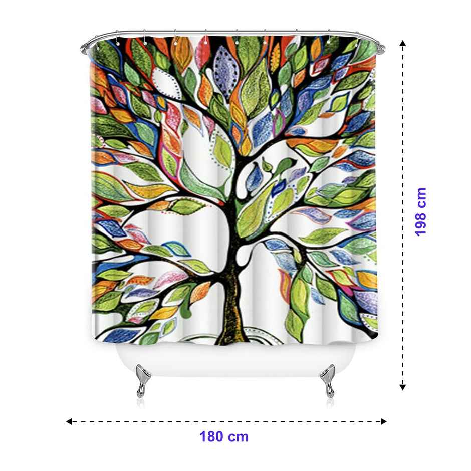 Lushomes Shower Curtain - Multi | Tree Printed | 12 Eyelets | 12 Hooks | 6 x 6.5 ft