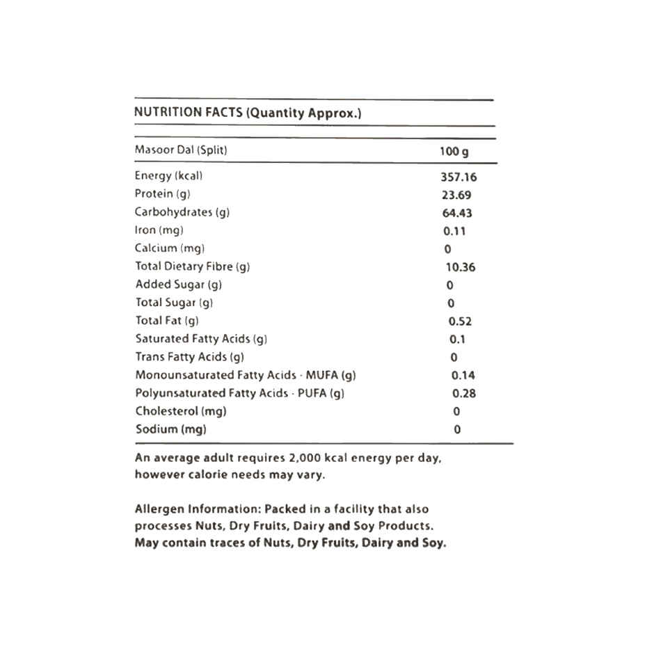 Popular Essentials Masoor Dal Split | Un-Polished