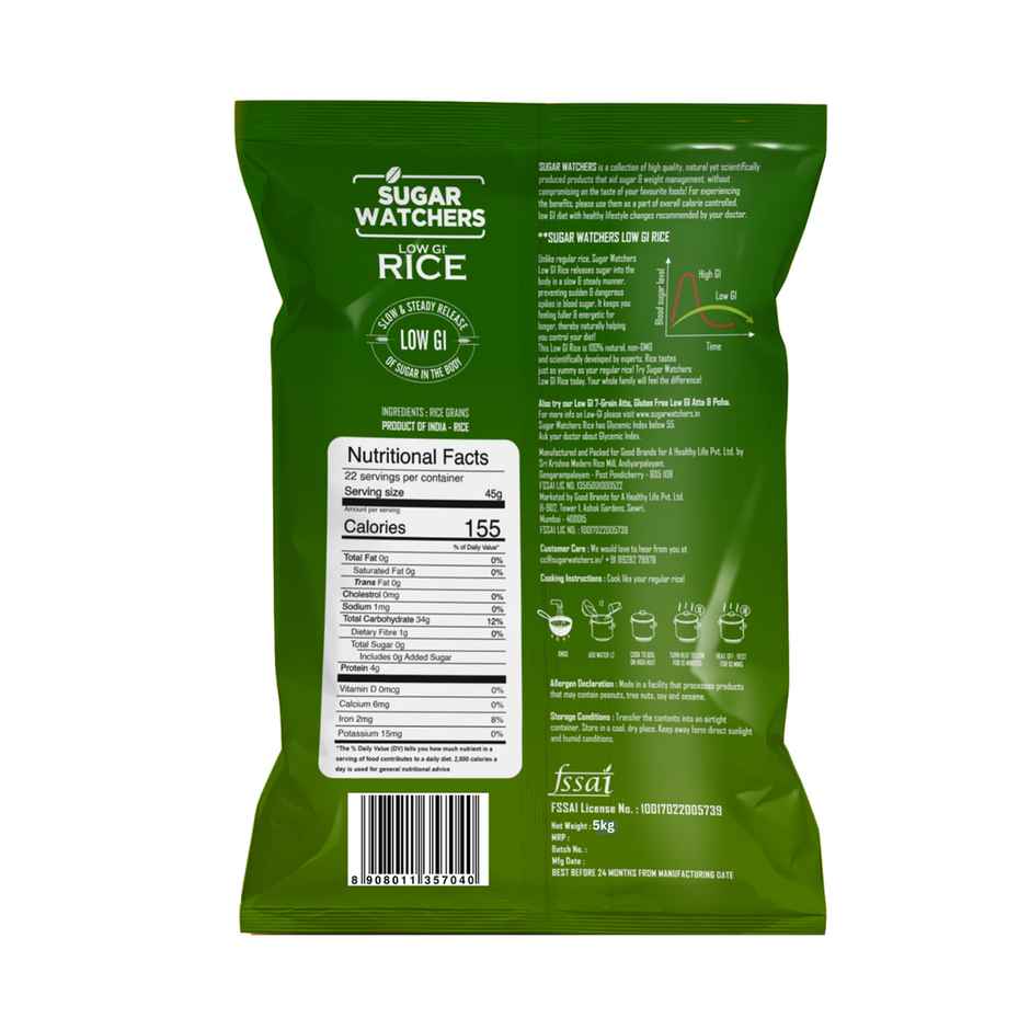 Sugar Watchers Low Gi White Rice - Diabetic Friendly Pouch