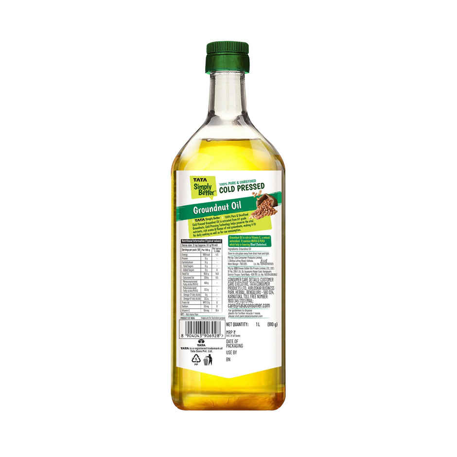 Tata Simply Better Groundnut (Peanut) Cold Pressed Oil | Pure & Unrefined Healthy Cooking Oil