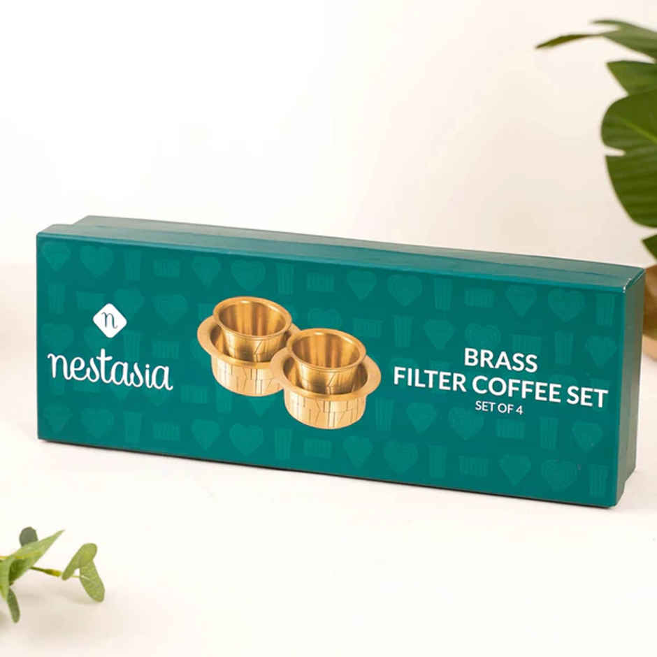 Nestasia Pure Brass Filter Coffee Tumbler Davara Set For 2 People