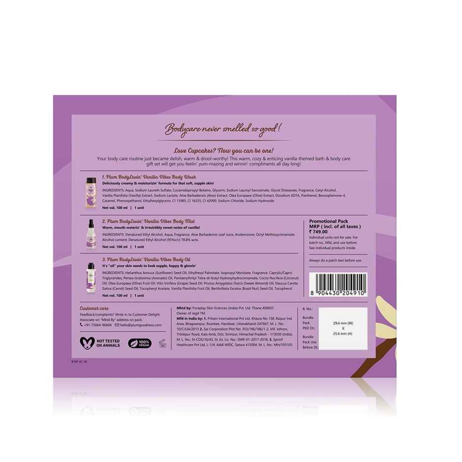 Plum Body Lovin' Vanilla Vibes Bath & Body Gift Set | Body Wash, Body Mist & Body Oil