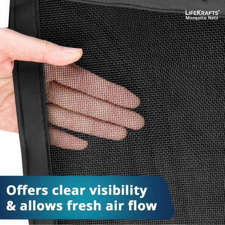 Lifekrafts Polyester Magnetic Mosquito Net For Door | Brown - 210 x 100 cm