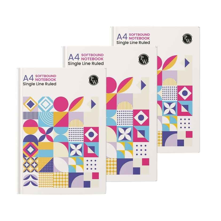 Physics Wallah A4 Softbound Notebooks Single line 272 Pages, 24 x 34 cm, Set of 3