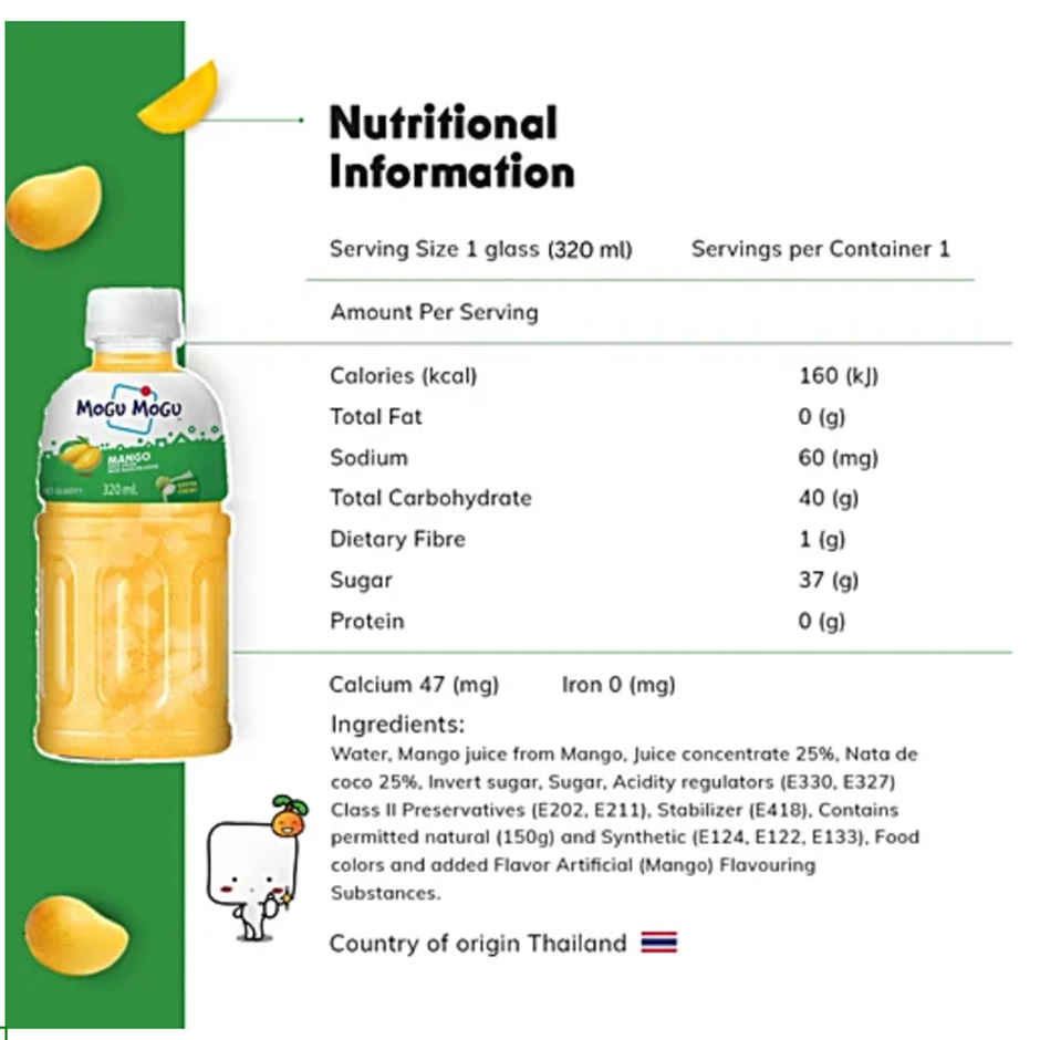 Mogu Mogu Mango Flavoured Drink with Nata de Coco