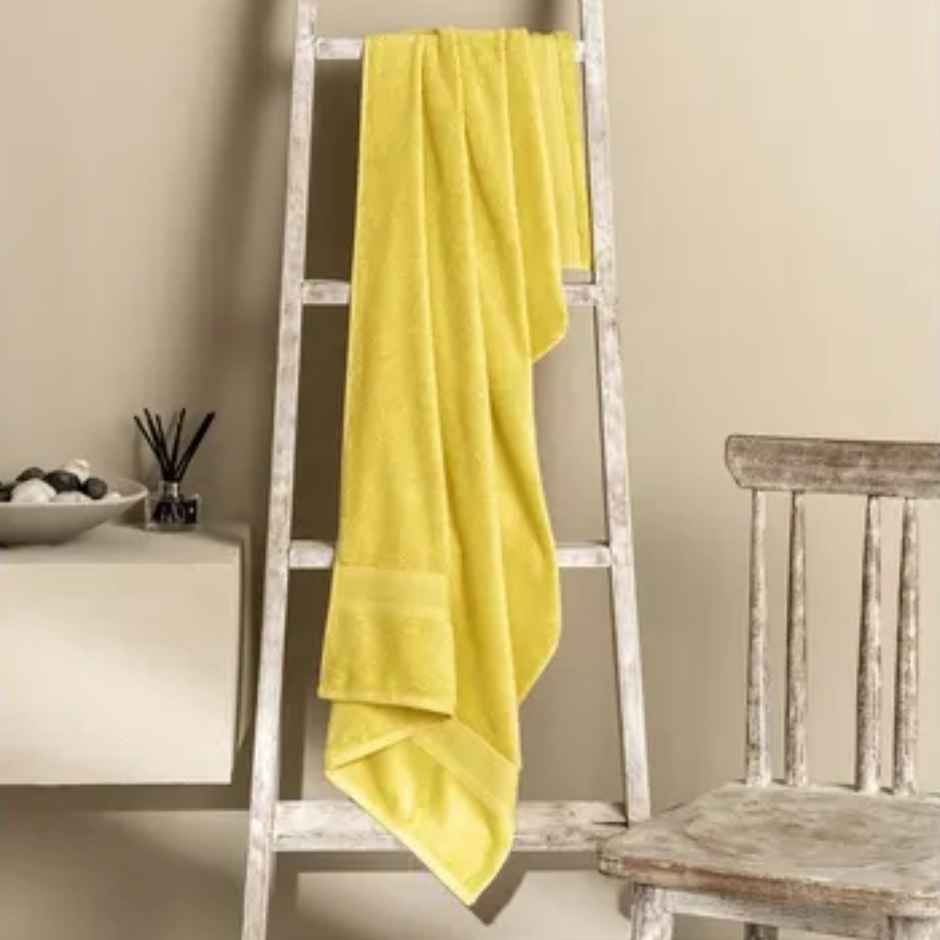 DDECOR Ecofriendly 70% Bamboo 30% Cotton Super Soft 650 GSM Solid Sustainable Bath Towel - Yellow