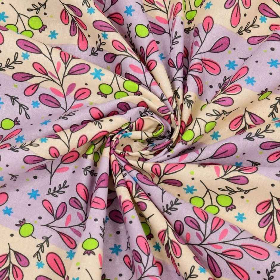 Bombay Dyeing Dream Lover 104 TC 100% Cotton Violet & Pink Super King Size Bedsheet 2 Pillow Cover