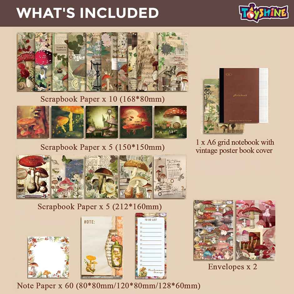Toyshine Scrapbooking Kit with 125 Pieces-Stickers-Washi Tapes and Crafts | Gift For Teens and Kids