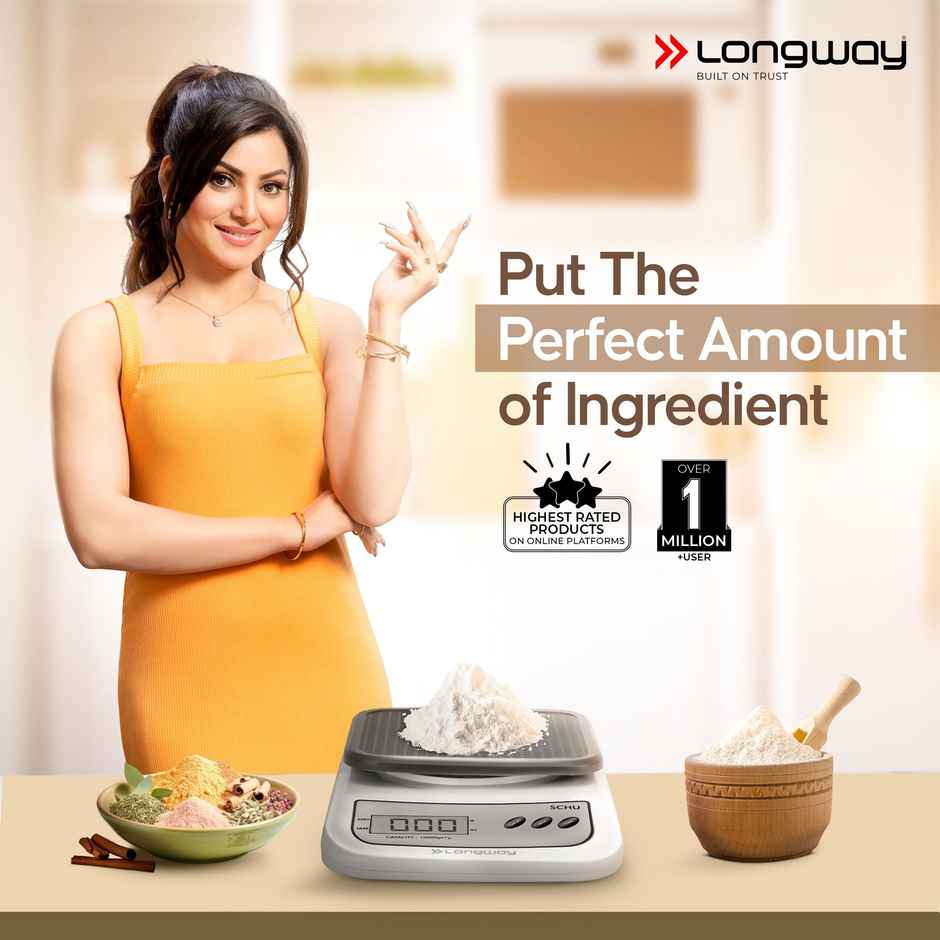 Longway LWKWS01 Multipurpose Portable Digital Kitchen Weighing Scale | 10 kg - Grey