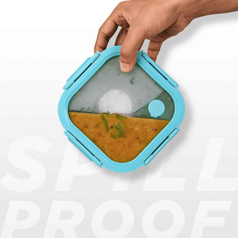 Glasafe Fresh Grip Borosilicate Glass Tiffin With Protective Silicone Sleeve (Mellow Mist) 520Ml