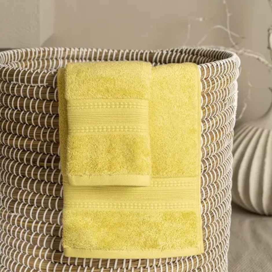 DDECOR Ecofriendly 70% Bamboo 30% Cotton Super Soft 650 GSM Solid Sustainable Hand Towel - Yellow
