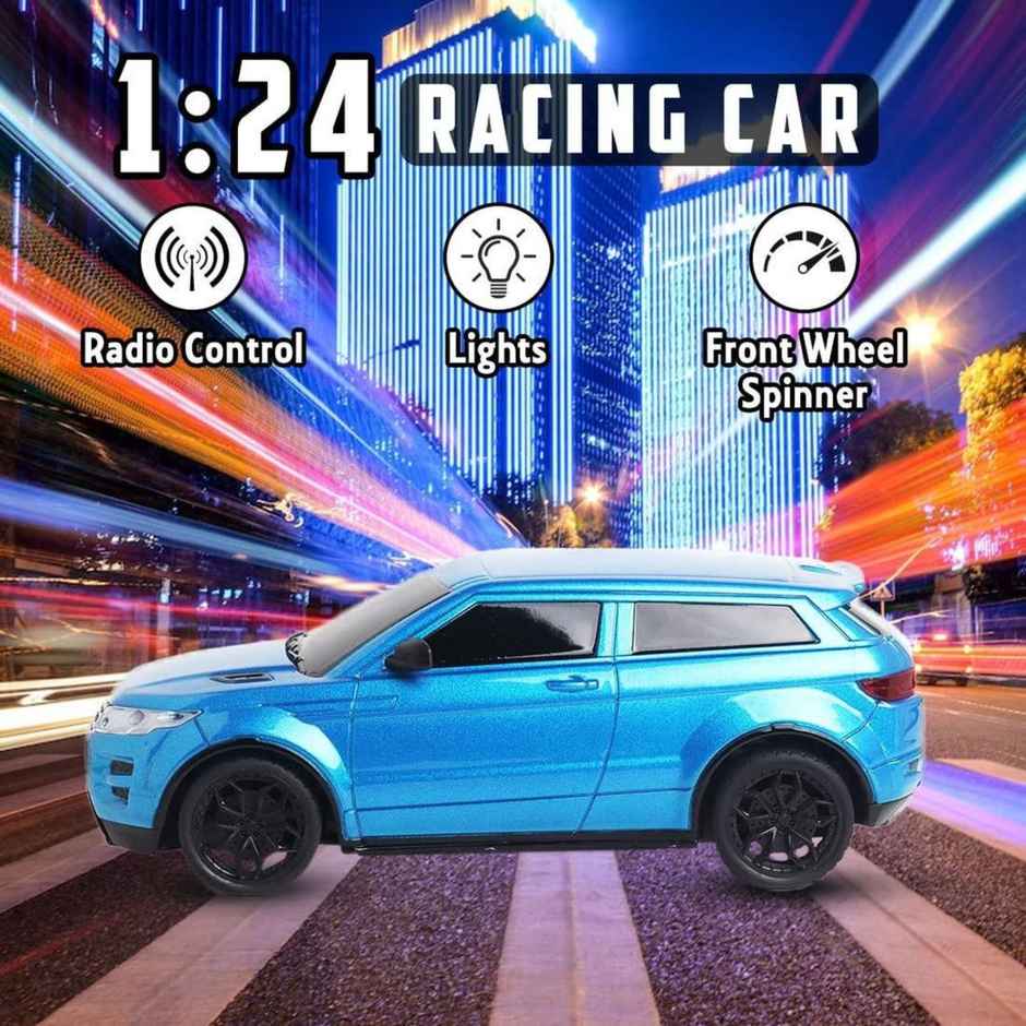 Wembley Rc Car High Speed Mini 1:24 Scale Usb Rechargeable Remote Control Car For Kids-Blue & Black