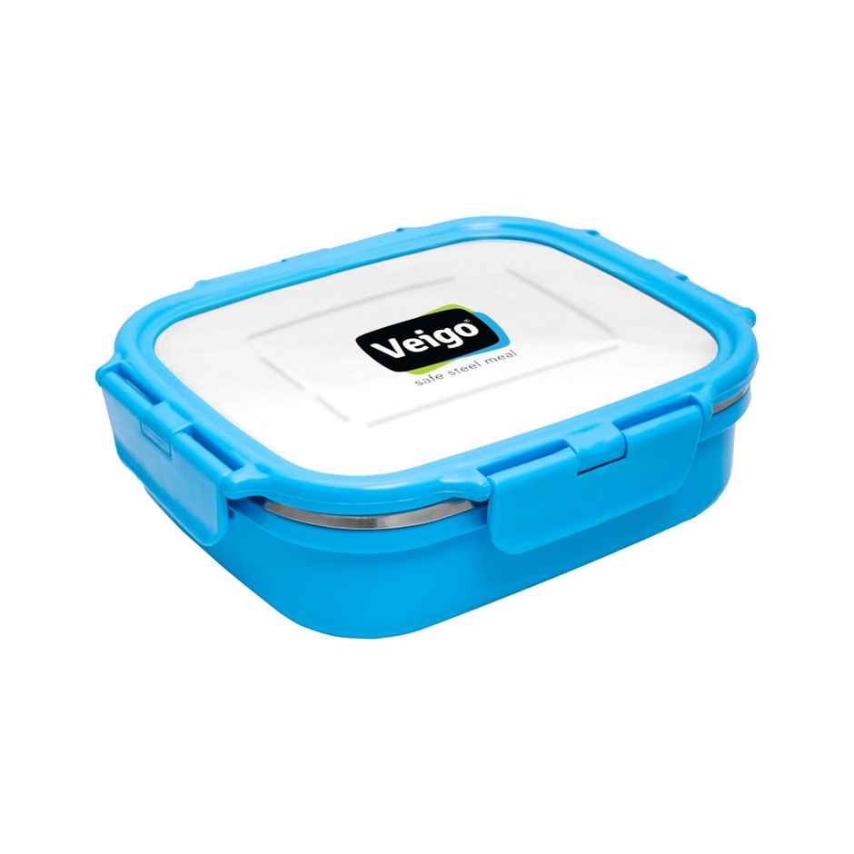 Veigo Heatup Large - Microwave Safe Stainless Steel Leakproof Tiffin Box (630Ml) Fresh Blue