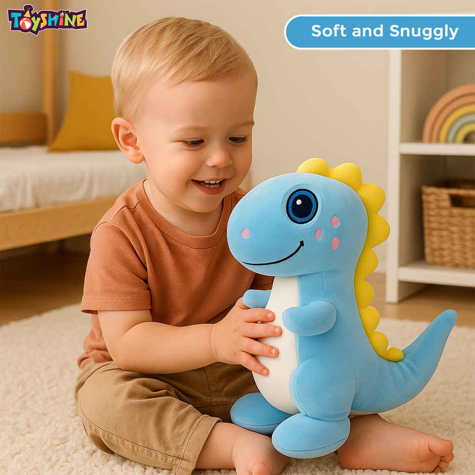 Spanker Dino Soft Toy Cute Plush Dinosaur for Kids | Blue - 23 cm