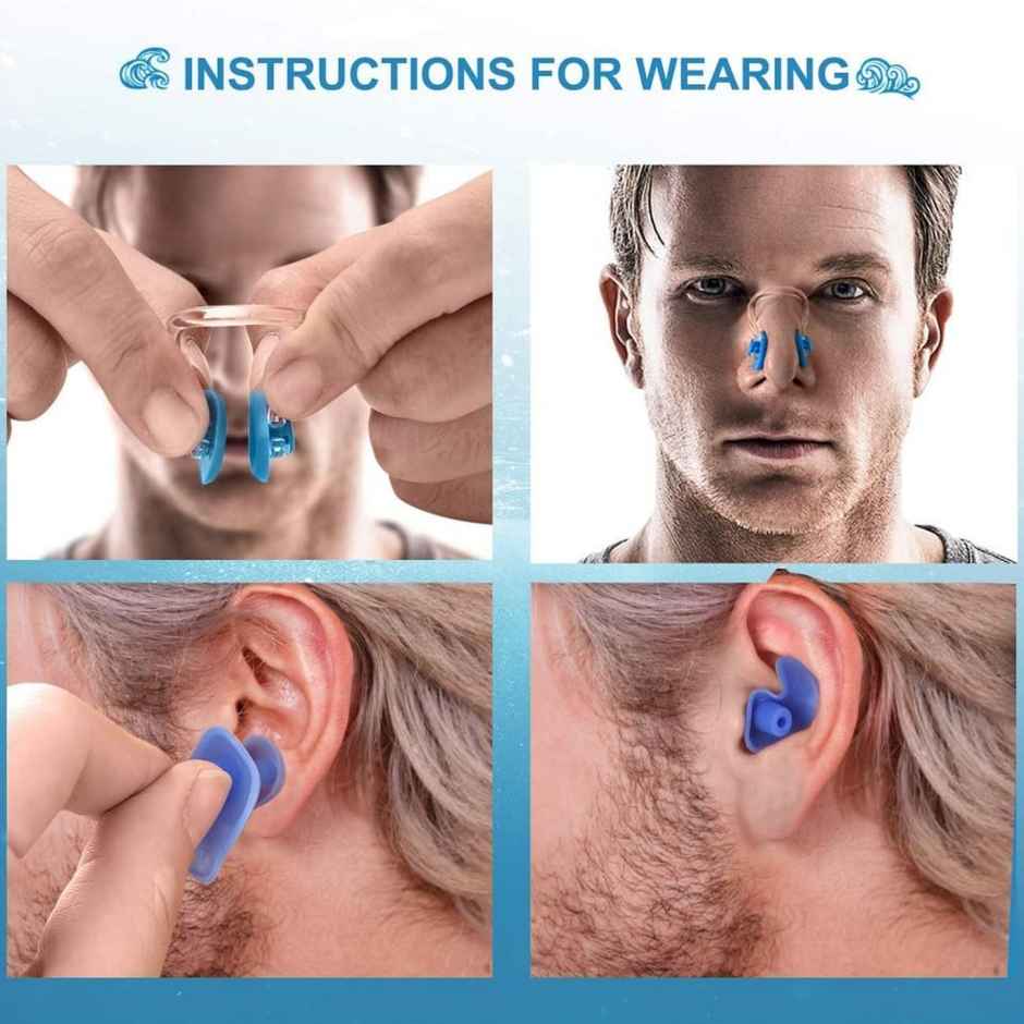 Elan Swimming Silicone Ear Plugs and Nose Clip Set | Comfortable and Secure Waterproof Protection