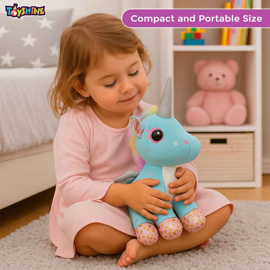 Spanker Unicorn Soft Toy Cute Plush with Rainbow Tail | Blue - 27 cm