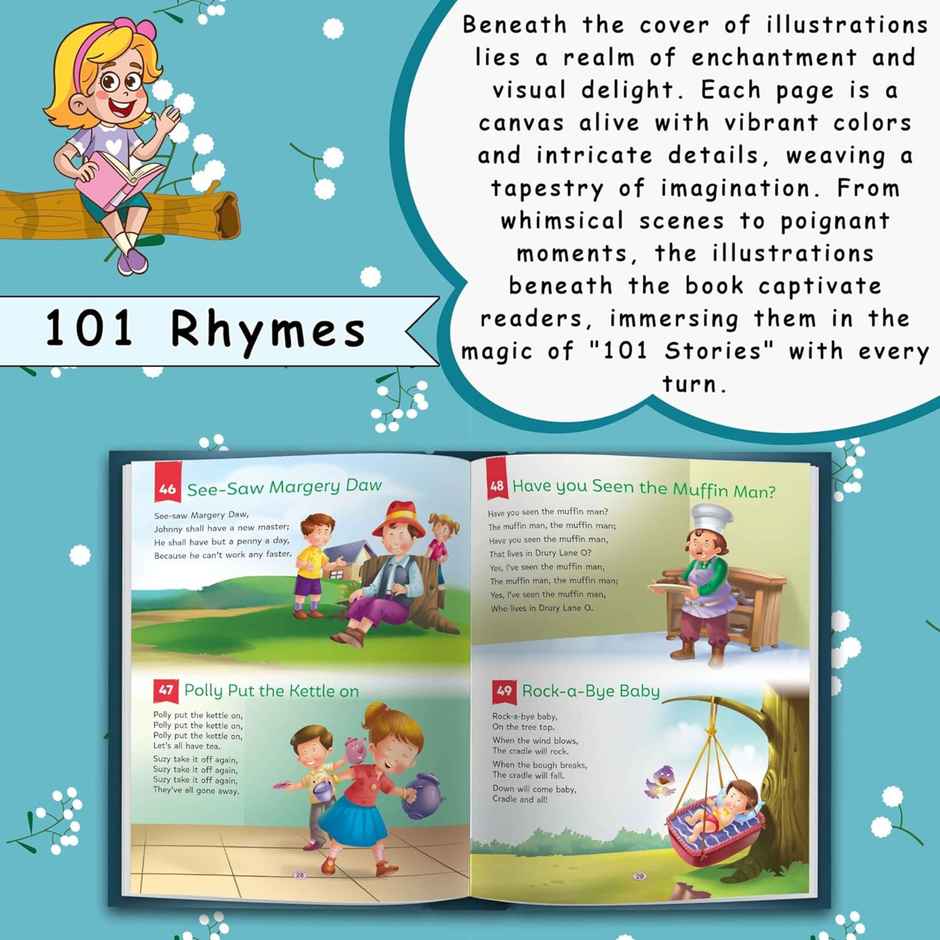 101 Rhymes Book for Kids | Ages 3-12 | Hardbound - Learning Book for Kids, Rhymes for Early Readers