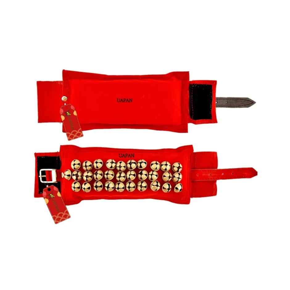 Uapan Brass Ghungroo Velvet Pad With Velcaro 3 Line Pair, 30+31