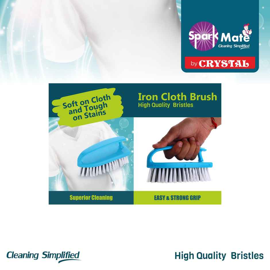 Sparkmate By Crystal Iron Shape Cloth Cleaning Brush With Easy Grip Handle | Assorted