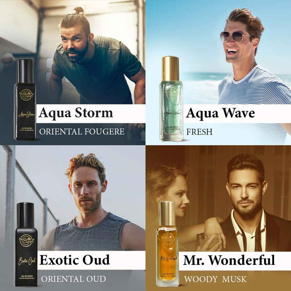 Body Cupid Luxury Perfume Gift Set for Men Long Lasting Fragrances - Pack of 4
