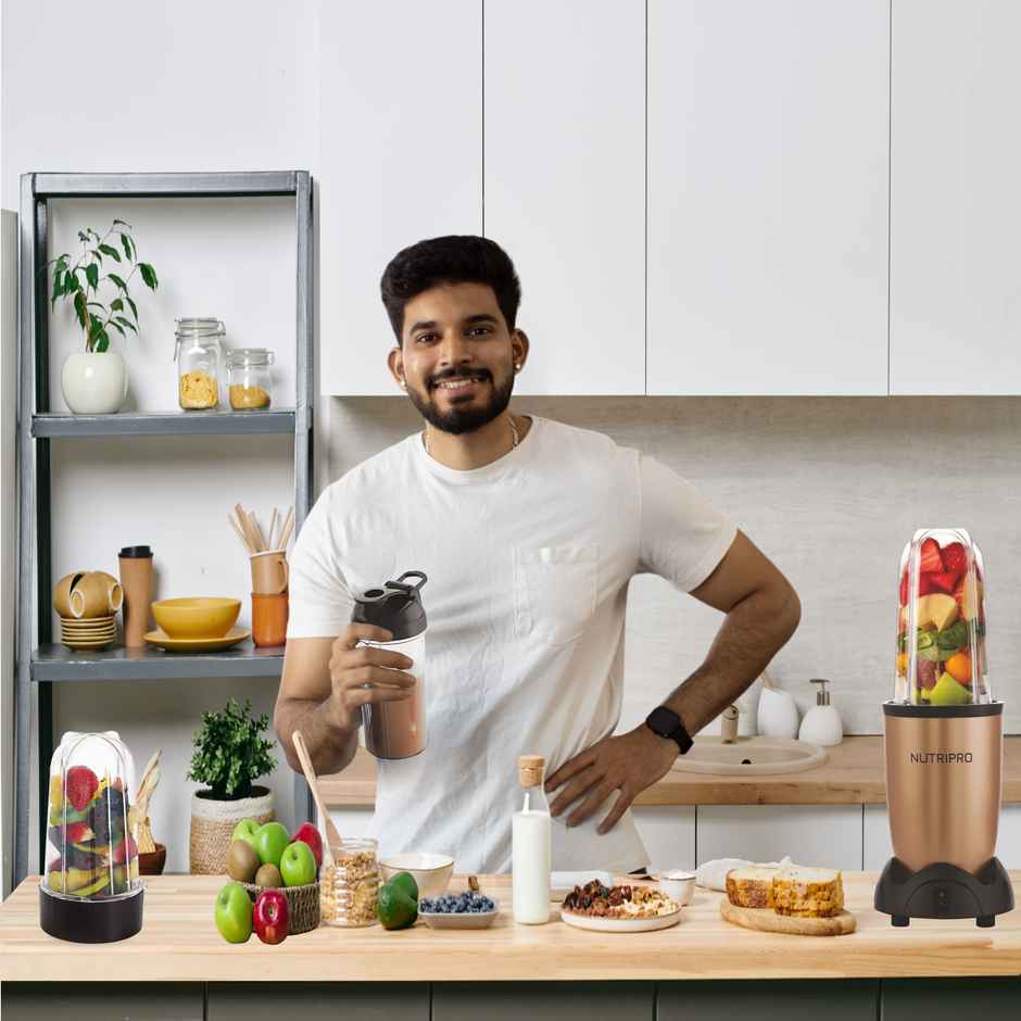 NUTRIPRO Nutri Blender Juicer Mixer Grinder 500W- 3 Jars & 2 Blades | Gold